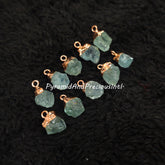 Raw Aquamarine Copper Electroplated Pendant Connectors, March Birthstone, Sold By Piece